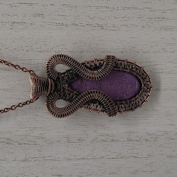 999- Purpurite Natural Stone Wire Wrapped Handmade Pendant Necklace NWT - Picture 11 of 12